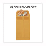 Redi-Seal Coin and Small Parts Envelope, #5, Square Flap, Redi-Seal Adhesive Closure, 3.13 x 5.25, Brown Kraft, 500/Box (QUA50764) Box of 500