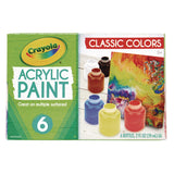 Crayola Acrylic Paint Set, Six Assorted Classic Colors, 2 oz Bottles, 6/Box (CYO1388272) Box of 6