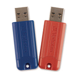 Verbatim® PinStripe USB 3.2 Flash Drive, 32 GB, Blue/Red, 2/Pack (VER70056) Each