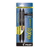 Pilot® FriXion Ball Clicker Erasable Gel Pen, Retractable, Fine 0.7 mm, Black Ink, Black Barrel, 2/Pack (PIL31460) Pack of 2