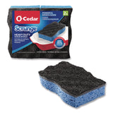 O-Cedar® Scrunge Heavy-Duty Sponge, 2.63" x 4.25", 1" Thick, Black/Blue, 2/Pack, 8 Packs/Carton (FHD148377CT) Case of 8