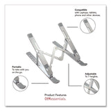 OTM Essentials™ Portable Laptop Riser Stand, 11.85" x 2.5" to 5.5", Silver (CELOBA2E) Each