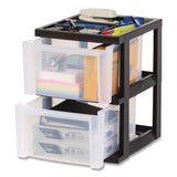 IRIS 2-Compartment Desktop Stackable Storage Drawer, 12.17 x 14.33 x 16.77, Black/Translucent White (IRS116352) Each