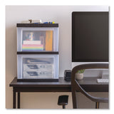 IRIS 2-Compartment Desktop Stackable Storage Drawer, 12.17 x 14.33 x 16.77, Black/Translucent White (IRS116352) Each
