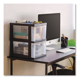IRIS 2-Compartment Desktop Stackable Storage Drawer, 12.17 x 14.33 x 16.77, Black/Translucent White (IRS116352) Each