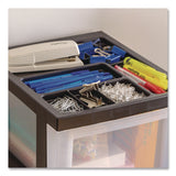 IRIS 2-Compartment Desktop Stackable Storage Drawer, 12.17 x 14.33 x 16.77, Black/Translucent White (IRS116352) Each