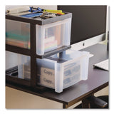 IRIS 2-Compartment Desktop Stackable Storage Drawer, 12.17 x 14.33 x 16.77, Black/Translucent White (IRS116352) Each