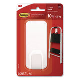 Command™ X-Large Utility Hook, Plastic, White, 10 lb Capacity, 1 Hook and 4 Strips (MMM17010ES) Each