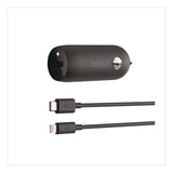 Belkin® BOOST CHARGE USB-PD Car Charger + Lightning to USB-C Cable, 20 W, USB-C, Black (BLKCCA003BT04BK) Each