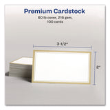 Avery® Business Cards with Metallic Gold Borders, Inkjet/Laser, 2 x 3.5, White, 100 Cards, 10 Cards/Sheet, 10 Sheets/Pack (AVE3327) Pack of 100