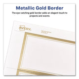 Avery® Matte White Metallic Gold Border Tent Cards, 3.5 x 2, 4 Cards/Sheet, 20 Sheets/Pack (AVE3328) Pack of 80