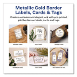 Avery® Matte White Metallic Gold Border Tent Cards, 3.5 x 2, 4 Cards/Sheet, 20 Sheets/Pack (AVE3328) Pack of 80