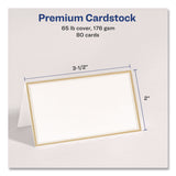Avery® Matte White Metallic Gold Border Tent Cards, 3.5 x 2, 4 Cards/Sheet, 20 Sheets/Pack (AVE3328) Pack of 80