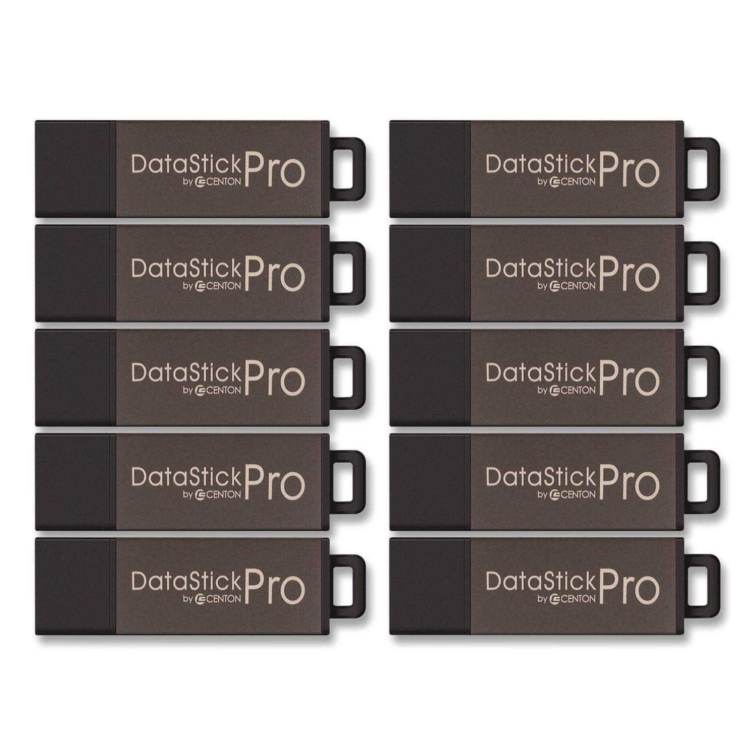Centon DataStick Pro USB 2.0 Type A Flash Drive, 8 GB, Gray, 10/Pack ...