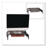 Mind Reader Metal Mesh Monitor Stand with Paper Tray, 20" x 11.5" x 5.5", Black, Supports 33 lb, 2/Pack (EMS2MESHMONBLK) Pack of 2