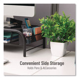 Mind Reader Metal Mesh Monitor Stand with Paper Tray, 20" x 11.5" x 5.5", Black, Supports 33 lb, 2/Pack (EMS2MESHMONBLK) Pack of 2