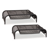 Mind Reader Metal Mesh Monitor Stand with Paper Tray, 20" x 11.5" x 5.5", Black, Supports 33 lb, 2/Pack (EMS2MESHMONBLK) Pack of 2