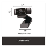 Logitech® C922 Pro Stream Webcam, 1920 pixels x 1080 pixels, 3 Mpixels, Black (LOG2843756) Each