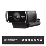 Logitech® C922 Pro Stream Webcam, 1920 pixels x 1080 pixels, 3 Mpixels, Black (LOG2843756) Each