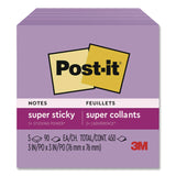 Post-it® Notes Super Sticky Super Sticky Notes, 3 x 3, Mulberry, 90 Sheets/Pad, 5 Pads/Pack (MMM6545SSCG) Pack of 5