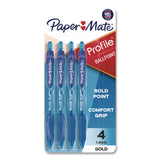 Paper Mate® Profile Ballpoint Pen, Retractable, Bold 1.4 mm, Blue Ink, Translucent Blue Barrel, 4/Pack (PAP196066689472) Pack of 4