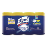 LYSOL® Brand Disinfecting Wipes, 1-Ply, 7 x 7.25, Lemon and Lime Blossom, White, 80 Wipes/Canister, 4 Canisters/Pack (RAC1920090641) Pack of 4