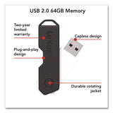 Lexar™ Twist Turn2 USB 2.0 Flash Drive, 64 GB, Black (LXR24388079) Each