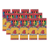 Cra-Z-Art® Crayons, 4 Assorted Colors, 4/Box, 12 Boxes/Pack (CZA1021748) Pack of 48