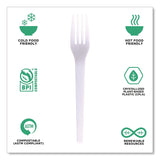Eco-Products® Plantware CPLA Cutlery, Individually Wrapped, Fork, White, 1,000/Carton (ECOEPS017W) Case of 1000