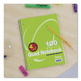 BAZIC® Products Spiral Notebook, Quadrille Rule (4 sq/in), Randomly Assorted Cover Color, (100) 10.5 x 8 Sheets (BAZ514) Each