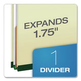 Pendaflex Reinforced Pressboard Classification Folders, 1.75" Expansion, 1 Divider, 4 Fasteners, Letter Size, Green Exterior, 10/Box (PFX17172) Box of 10
