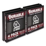 Samsill® Durable D-Ring View Binders, 3 Rings, 0.5" Capacity, 11.5" x 8.5", Black, 4/Pack (SAMMP46410) Pack of 4