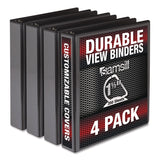 Samsill® Durable D-Ring View Binders, 3 Rings, 1.5" Capacity, 11.5" x 8.5", Black, 4/Pack (SAMMP46450) Pack of 4