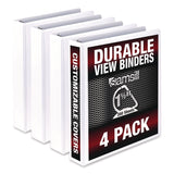 Samsill® Durable D-Ring View Binders, 3 Rings, 1.5" Capacity, 11.5" x 8.5", White, 4/Pack (SAMMP46457) Pack of 4