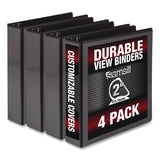 Samsill® Durable D-Ring View Binders, 3 Rings, 2" Capacity, 11.5" x 8.5", Black, 4/Pack (SAMMP46460) Pack of 4