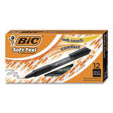 BIC® Soft Feel Ballpoint Pen, Retractable, Fine 0.8 mm, Black Ink, Black Barrel, Dozen (BICSCSF11BK) 1 Dozen