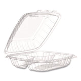 Dart® Microwaveable Hinged Containers, 3 Compartments, 9 x 8.75 x 3, Clear, Plastic,150/Carton (DCC90PPHT3) Case of 150
