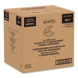 Dart® Microwaveable Hinged Containers, 3 Compartments, 9 x 8.75 x 3, Clear, Plastic,150/Carton (DCC90PPHT3) Case of 150