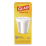 Glad Small Twist-Tie Trash Bags, 4 gal, 0.74 mil, 23 x 21.63, White, 30/Box (CLO78817EA) Each