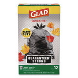 Glad® Large Quick-Tie Trash Bags, Lawn and Leaf, 39 gal, 0.95 mil, 32.5 x 41, Black, 12 Bags/Box (CLO70028EA) Box of 12