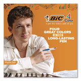 BIC® 4-Color Multi-Color Ballpoint Pen, Retractable, Medium 1 mm, Black/Blue/Green/Red Ink, Blue/White Barrel, 12/Box (BICMM11AST) Box of 12