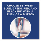 BIC® 4-Color Multi-Color Ballpoint Pen, Retractable, Medium 1 mm, Black/Blue/Green/Red Ink, Blue/White Barrel, 12/Box (BICMM11AST) Box of 12