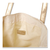 Martha Stewart Deluxe Tote Bag, Large, Accommodates Laptops Up to 13", 14.25" x 4" x 16.25", Beige/Gold (ECKMS106A) Each