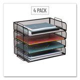 Mind Reader Stackable Paper Desk Tray Organizer, Letter Size, 9.75 x 14 x 3.25, Black, 4/Pack (EMSDSTACK4BLK) Pack of 4