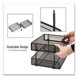 Mind Reader Stackable Paper Desk Tray Organizer, Letter Size, 10 x 13.5 x 2.5, Black, 2/Pack (EMSESTACK2BLK) Pack of 2
