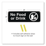 Excello Global Products® No Food or Drink Wall Sign, 9" x 3", Black Face, White Graphics, 3/Pack (EXOEGPHD0267S) Pack of 3