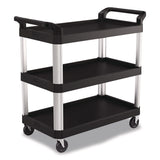 Suncast Commercial® Three-Shelf Service Cart, Metal/Plastic, 3 Shelves, 300 lb Capacity, 20" x 39.85" x 38.17", Black (SUARC2040) Each