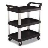Suncast Commercial® Three-Shelf Service Cart, Metal/Plastic, 3 Shelves, 300 lb Capacity, 20" x 34" x 37.92", Black (SUARC2030) Each