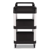 Suncast Commercial® Three-Shelf Service Cart, Metal/Plastic, 3 Shelves, 300 lb Capacity, 20" x 34" x 37.92", Black (SUARC2030) Each