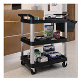 Suncast Commercial® Three-Shelf Service Cart, Metal/Plastic, 3 Shelves, 300 lb Capacity, 20" x 34" x 37.92", Black (SUARC2030) Each